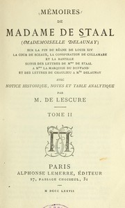 Mémoires de Madame de Staal (Mademoiselle Delaunay) by Marguerite de Launay, baronne Staal