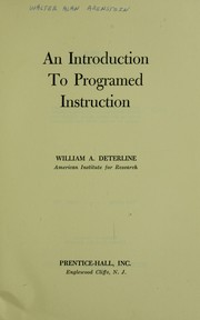 Cover of: An introduction to programed instruction. by William Alexander Deterline