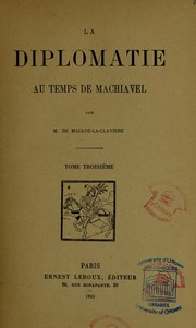 Cover of: La Diplomatie au temps de Machiavel