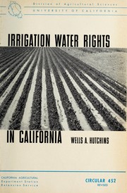 Cover of: Irrigation water rights in California
