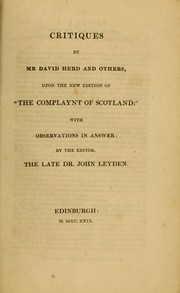 Critiques by Mr. David Herd and others, upon the new edition of "The complaynt of Scotland" by David Herd