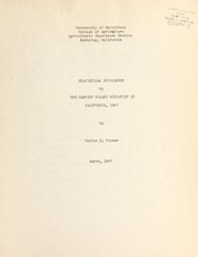 Cover of: Statistical supplement to the canning tomato situation in California, 1947