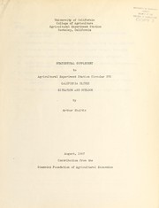 Cover of: Statistical supplement to Agricultural Experiment Station circular 370: California olives, situation and outlook