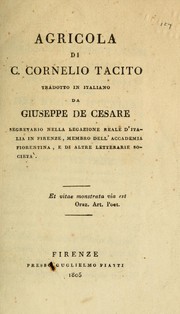 Cover of: Agricola by P. Cornelius Tacitus