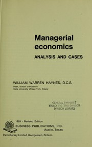 Front cover of Managerial economics by William Warren Haynes