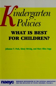 Cover of: Kindergarten policies by Johanne T. Peck