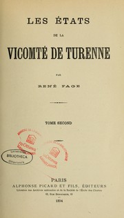 Cover of: Les États de la vicomté de Turenne