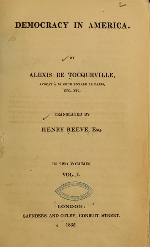 alexander de tocqueville democracy in america