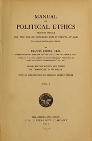 Cover of: Manual of political ethics