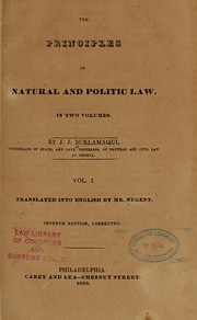 Cover of: The principles of natural and politic law