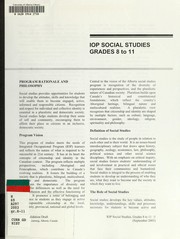Cover of: IOP Social studies grades 8 to 11: [program of studies]