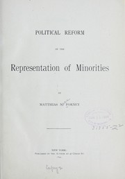 Cover of: Political reform by the representation of minorities by Matthias N. Forney