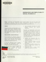 Cover of: Knowledge and employability: social studies 16-26