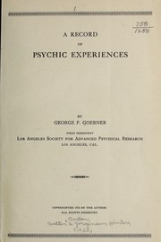 Cover of: A record of psychic experiences