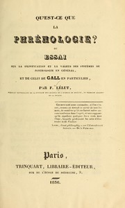 Cover of: Qu'est-ce que la phrénologie? by Louis-Francisque Lélut