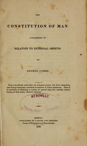 Cover of: The constitution of man considered in relation to external objects