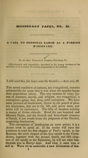 Cover of: A call to personal labor as a foreign missionary