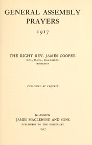 General Assembly prayers, 1917 by Cooper, James