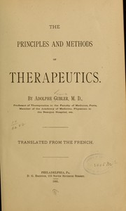 Cover of: The principles and methods of therapeutics
