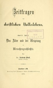 Cover of: Das Alter und der Ursprung des Menschengeschlechts