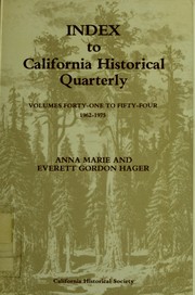 Cover of: Index to California Historical Quarterly: volumes forty-one to fifty-four, 1962-1975