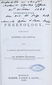 Cover of: An introduction to phrenology: in the form of question and answer, with an appendix, and copious illustrative notes.