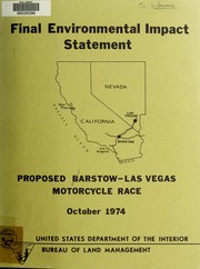 Cover of: Final environmental statement, Barstow to Las Vegas Hare & Hound Motorcycle Race