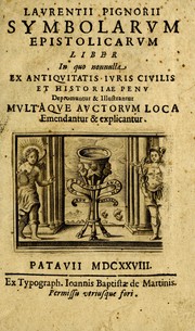 Cover of: ... Symbolarvm epistolicarvm liber by Lorenzo Pignoria