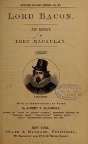 Cover of: Lord Bacon