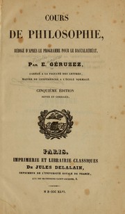 Cover of: Cours de philosophie, rédigé d'après le programme pour le baccalauréat