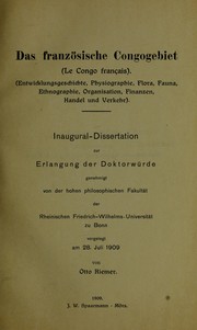 Cover of: Das französische Congogebiet by Otto Riemer