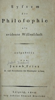 Cover of: System der philosophie als evidente wissenschaft by Jakob Friedrich Fries