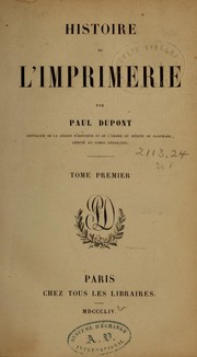 Cover of: Histoire de l'imprimerie (Vol. 1)