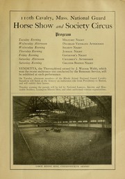 Cover of: 110th (Massachusetts National Guard) cavalry horse show and society circus: Commonwealth Armory, October 31, November 1,2,3,4, 1922