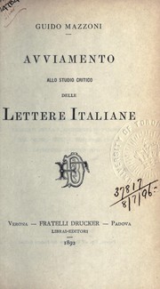 Cover of: Avviamento allo studio critico delle lettere Italiane