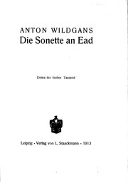 Cover of: Die Sonette an Ead