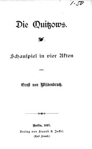 Cover of: Die Quitzows: Schauspiel in vier Akten
