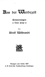 Cover of: Aus der Werdezeit: Erinnerungen, neue Folge