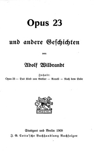 Opus 23 by von Adolf Wilbrandt.