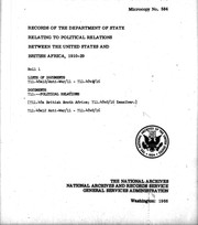 Cover of: Records of the Department of State relating to political relations between the United States and British Africa, 1910-29
