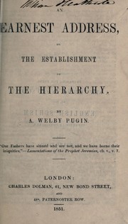 Cover of: An earnest address on the establishment of the hierarchy