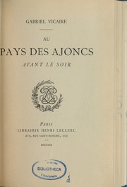 Cover of: Aa pays des ajoncs ; Avant le soir by Marius Tapora