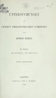 Cover of: Untersuchungen zu Cicero's pholosophischen Schriften by Rudolf Hirzel