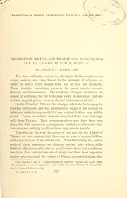 Cover of: Aboriginal myths and traditions concerning the Island of Titicaca, Bolivia. by Adolph Francis Alphonse Bandelier