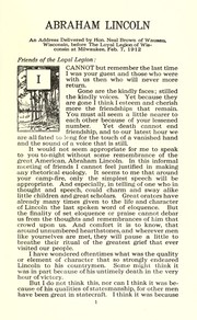 Cover of: Abraham Lincoln: an address delivered by Hon. Neal Brown of Wausau, Wisconsin, before the Loyal Legion of Wisconsin at Milwaukee, Feb. 7, 1912