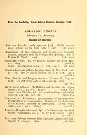 Cover of: Abraham Lincoln: February 12, 1809-1909