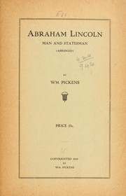 Cover of: Abraham Lincoln, man and statesman