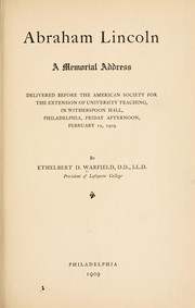 Cover of: Abraham Lincoln by Warfield, Ethelbert Dudley