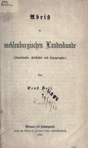 Cover of: Abriss der mecklenburgischen Landeskunde: (Natur-kunde, Geschichte und Topographie)