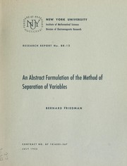 Cover of: An abstract formulation of the method of separation of variables